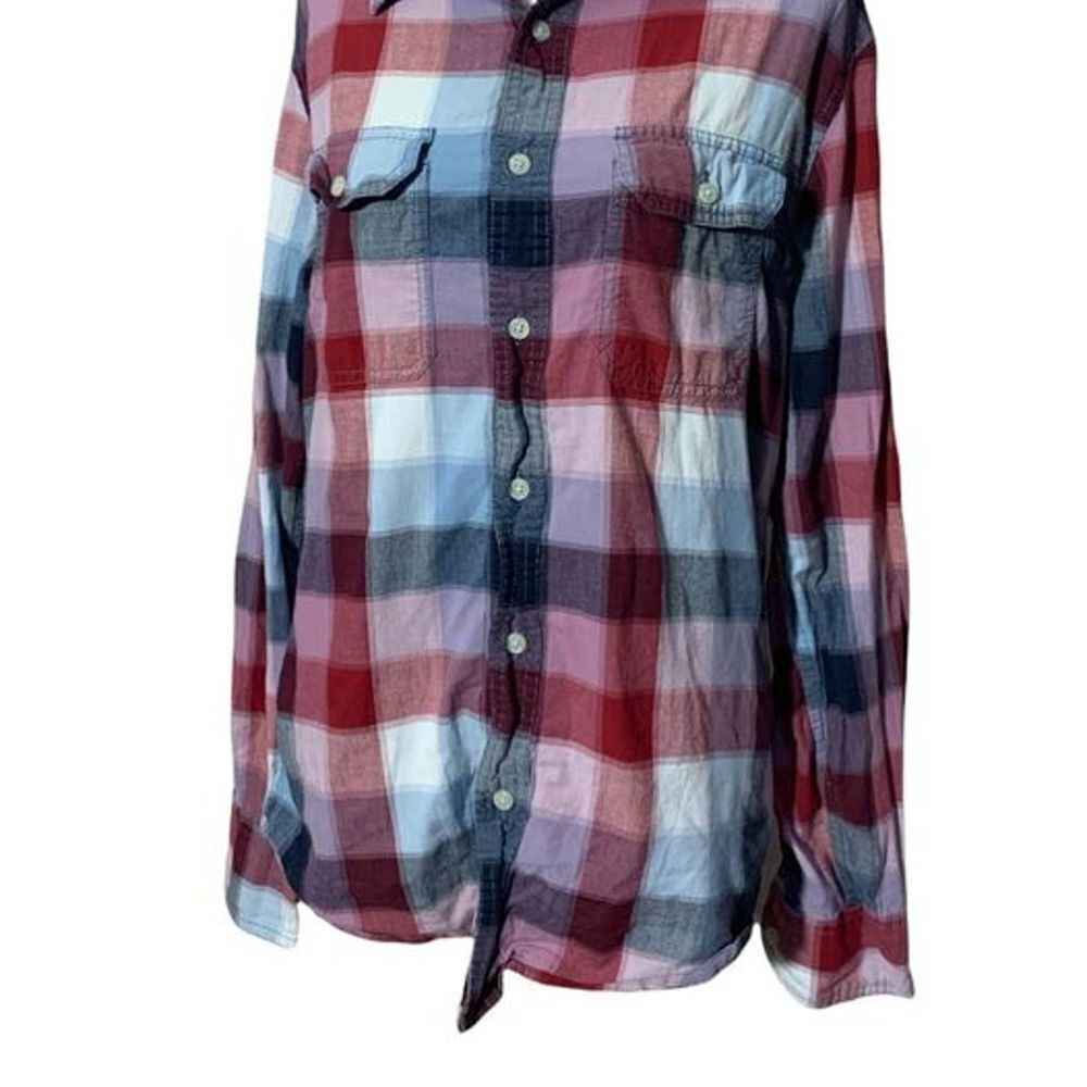 Women’s Urban Pipeline Checkered Blue/purple/Red Sz. Small long sleeve button - Picture 2 of 7